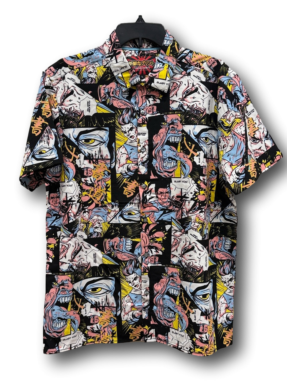 Men's Fresh Prints Of Tokyo Comic Patterned Button Down Shirt - Size Large - NWT